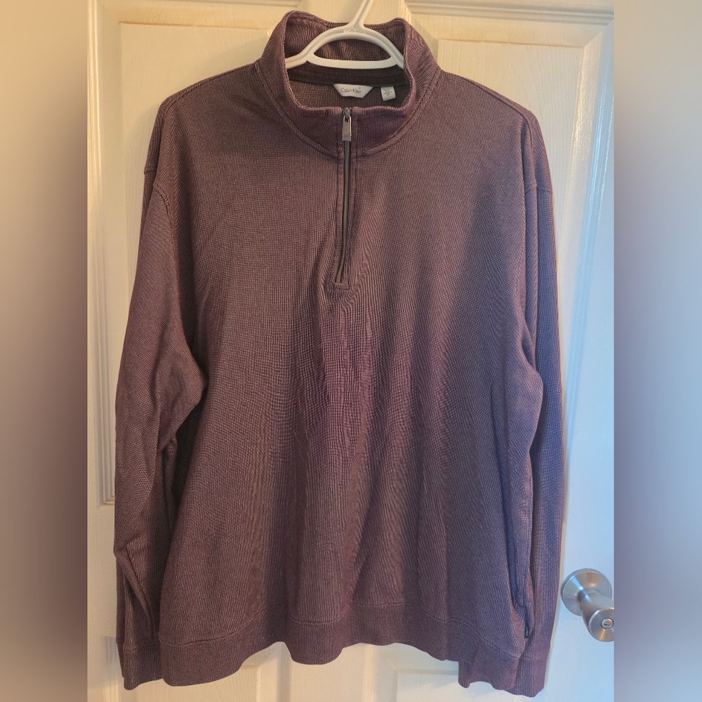 Irridescent Calvin Klein Lightweight Cotton Blend Quarter-Zip